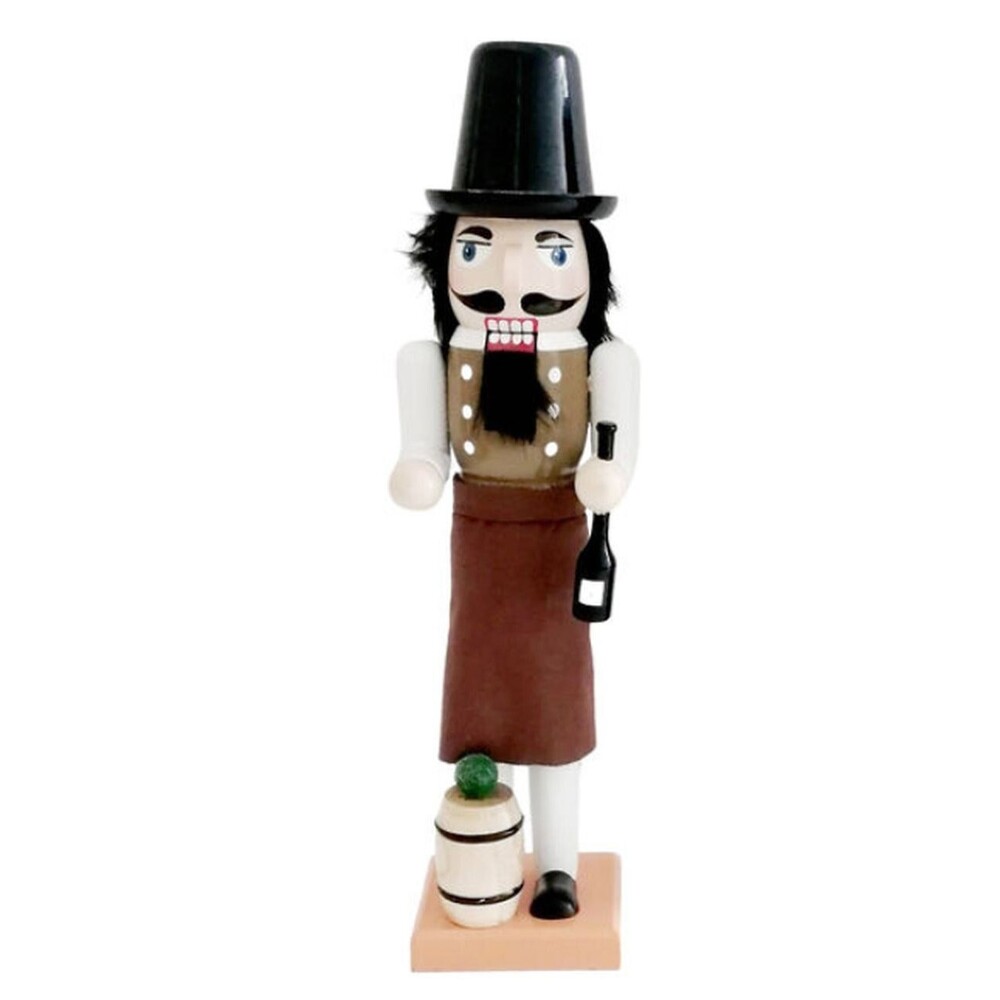 Wooden Christmas Nutcracker, 15", WHITE MALE WINEMAKER WITH WINE BOTTLE, P&T